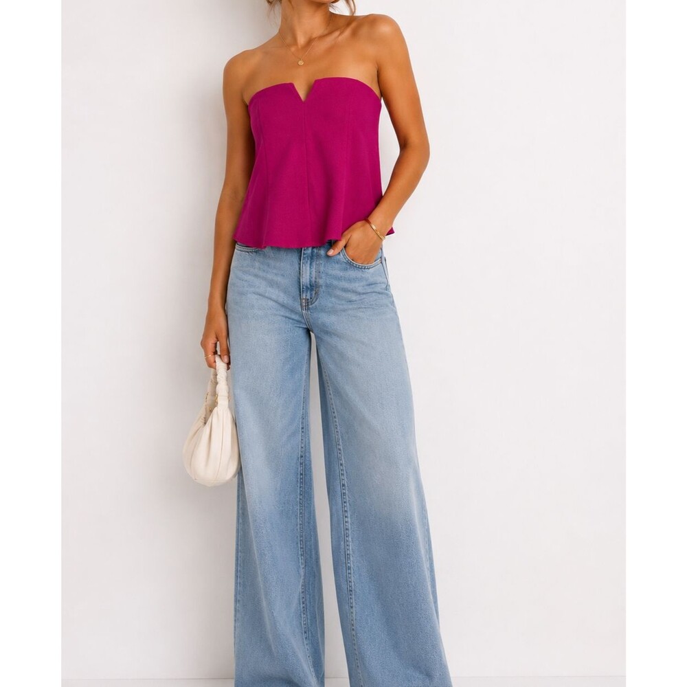 Intimately Free People Toss it On Strapless Top Medium Fuchsia Y2K Feminine NWT